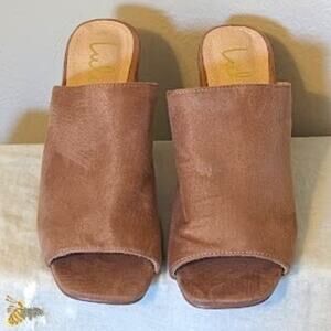 LULU'S Flesh Tone Chunky Block Heel Slide Open Toe Mule Sandals Size 8
